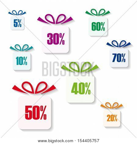 Vector discounts cover, gift and box on white