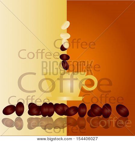 Realistic vector illustration of cup of coffee on dark gray background