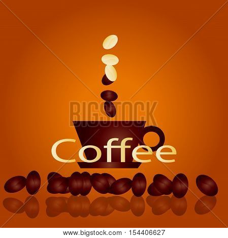 Cup of coffee vector whith orange backgraund
