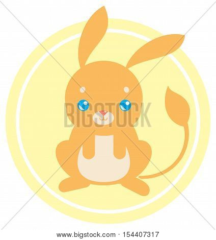 flat illustration with a cute jerboa on yellow background