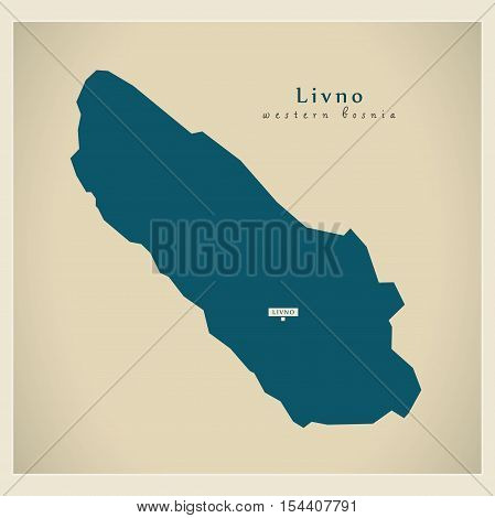Modern Map - Livno BA Bosnia Herzegovina illustration vector