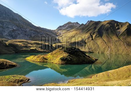 alpine lake in sunny day Bavaria Germany
