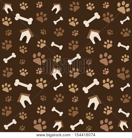 brown background with dog footprints and bones