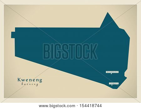 Modern Map - Kweneng BW Botswana illustration vector