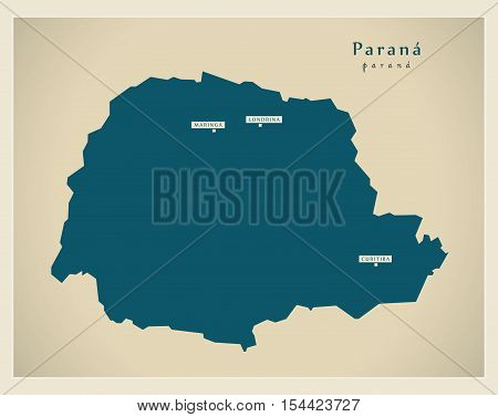Modern Map - Parana BR Brazil illustration vector