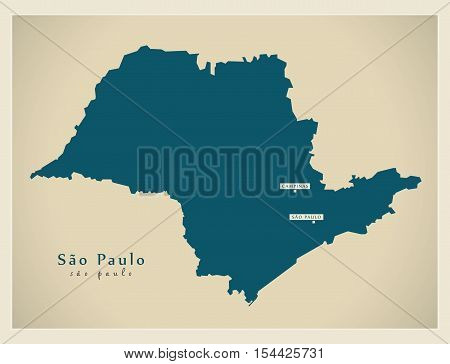 Modern Map - Sao Paulo BR Brazil illustration vector