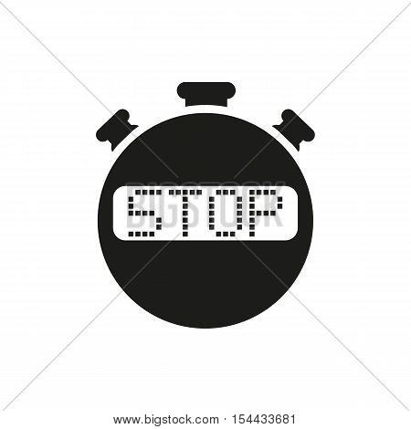 The stop stopwatch icon. Clock and watch, timer, countdown symbol. UI. Web. Logo. Sign. Flat design. App. Stock vector