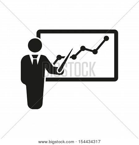 The staff training icon. Presentation and lectures, presentations, workshops, seminar symbol. UI. Web. Logo. Sign. Flat design. App. Stock vector