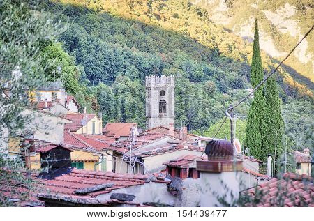 Italian mountain village Casoli Tuscany in summer