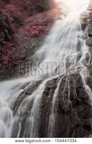 Amazing Beautiful Waterfalls In Autumn Forest At Sarika Waterfall In Nakhonnayok, Thailand.