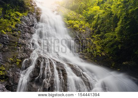 Amazing Beautiful Waterfalls In Autumn Forest At Sarika Waterfall In Nakhonnayok, Thailand.