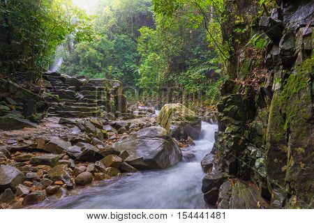 Amazing Beautiful Waterfalls In Deep Forest At Phlio Waterfall