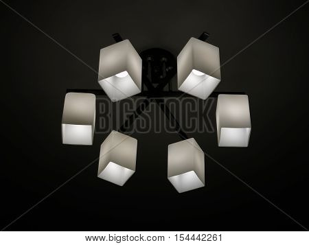 chandelier in a modern style which is hanging on the ceiling