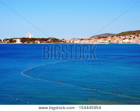 Landscape of the city of Vodice on the Adriatic Sea in Croatia.