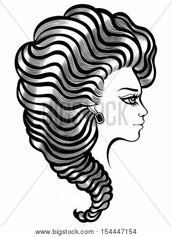 Beautiful woman vector logo template for head . hair  salon beauty  symbol.
 cosmetic procedures, spa center.  faces  in trendy linear style .