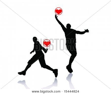 Basketball pelaajan siluetti pallo