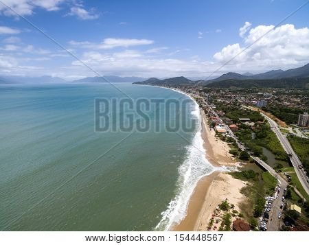 Aerial View of Cocanha Beach, Caraguatatuba, Sao Paulo, Brazil