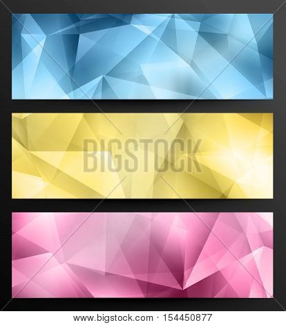 Set Of Crystal Abstract Geometric Web Banners