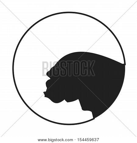 Silhouette of a dog head bulldog. Companion in monochrome style. Vector illustration