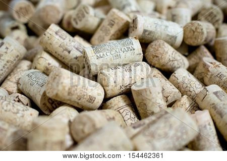 Massandra, Russia - November 09, 2015: Corks for wine bottles manufacture of Massandra Crimea