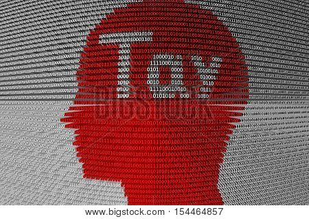 chat bot Tay in the form of binary code, 3D illustration