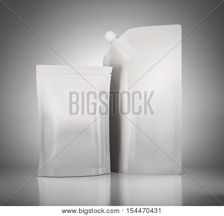 Mock Up Doy Pack Foil Food Or Drink. 3D Rendering