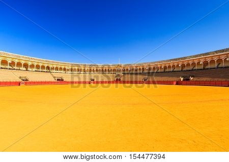 Seville, Spain - October 3, 2016:Plaza de Toros de la Maestranza (Bullring)