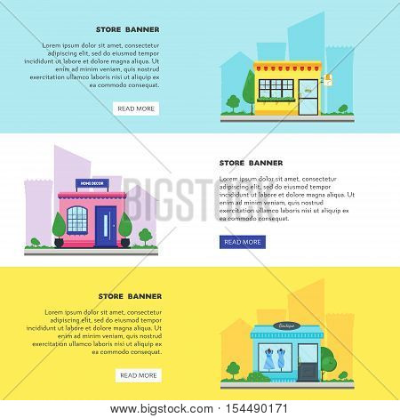 Colorful Flat Cottage Shops Banners