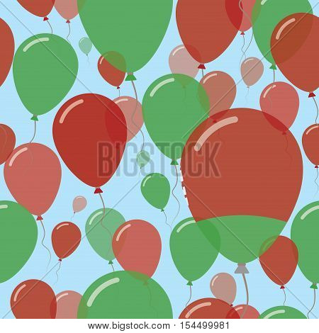 Belarus National Day Flat Seamless Pattern. Flying Celebration Balloons In Colors Of Belarusian Flag