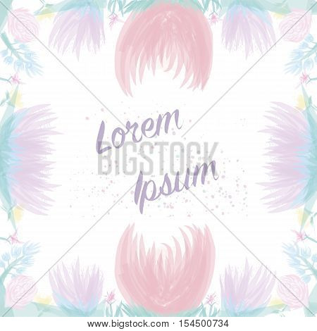 Creative hand drawn floral postcard, birthday or wedding invitation. Also can be used for placard or flyer