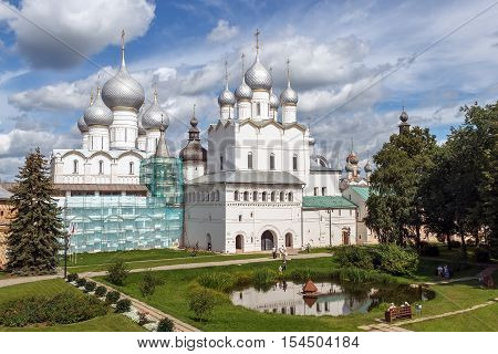 Golden Ring of Russia. Rostov Veliky. View of Assumption Cathedral of the Rostov Kremlin