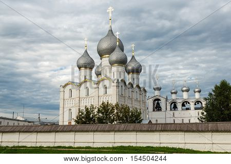 Golden Ring of Russia. Rostov Veliky. View of Assumption Cathedral of the Rostov kremlin
