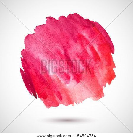 Vector colorful watercolor background. Abstract texture. Artistic handmade blot. Red frame element