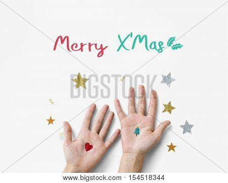 Merry Christmas and Happy New Year Family Holiday Festival Concept