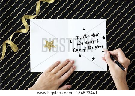 Merry Christmas and Happy New Year Family Holiday Festival Concept
