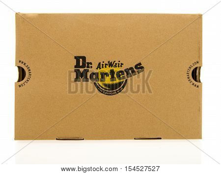 Winneconne WI - 2 November 2016: Dr. Martens shoe box on an isolated background.
