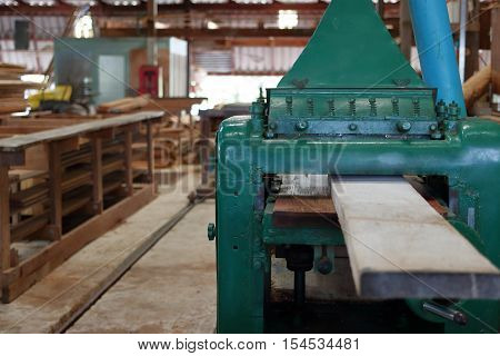 Planing of wood machine in workshop , woodworking machine
