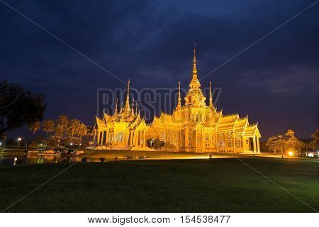 Wat Luang Pho Toh Temple In Night Time At Nakhon Ratchasima Province, Thailand