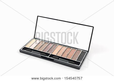 Decorative Cosmetic set eyeshadow on white background.