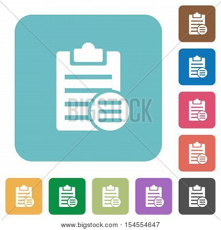 Note options white flat icons on color rounded square backgrounds
