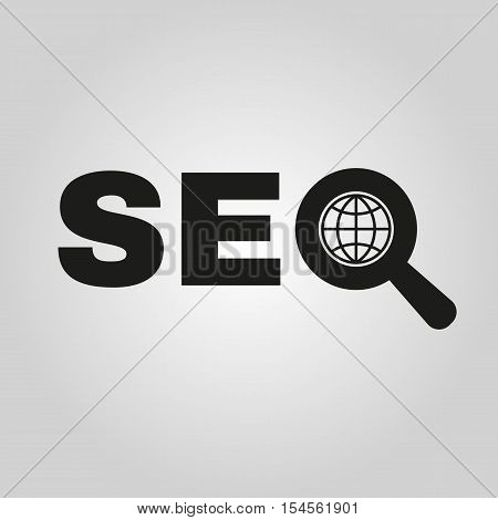 The SEO icon. WWW and browser, development symbol. UI. Web. Logo. Sign. Flat design. App. Stock vector