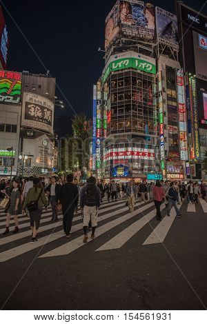 TOKYO  , JAPAN - OCTOBER 12 ,2016 : Shinjuku, Tokyo, Japan. October 12 2016
Street life and Billboards in Shinjuku's Kabuki-cho at Night.