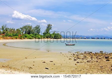 Coast and boat on beach Ban Krut  Prachuap Khirikhun Province Thailand