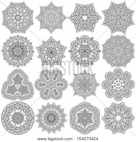 Hand-drawn christmas lace frame, mandala. Retro pattern can be used for wallpaper, pattern fills, web page background, surface textures - stock vector.