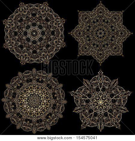 Hand-drawn christmas lace frame, mandala. Retro pattern can be used for wallpaper, pattern fills, web page background, surface textures - stock vector.