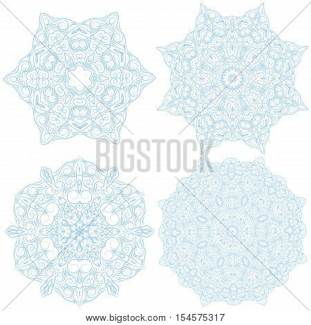 Hand-drawn christmas lace frame, mandala. Retro pattern can be used for wallpaper, pattern fills, web page background, surface textures - stock vector.