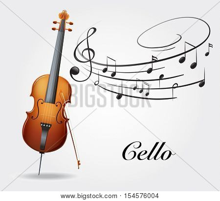 Cello and music notes illustration