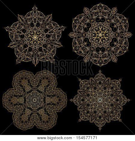 Hand-drawn christmas lace frame, mandala. Retro pattern can be used for wallpaper, pattern fills, web page background, surface textures - stock vector.