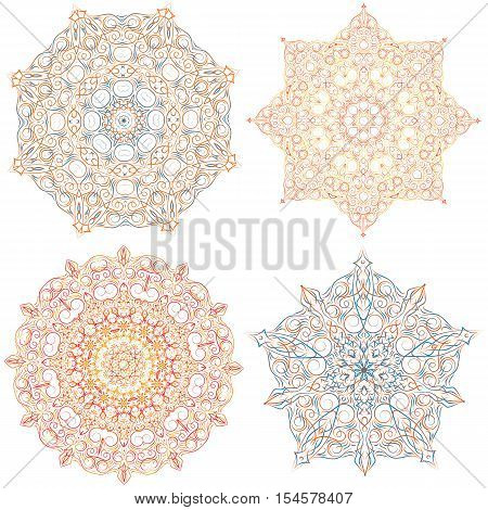 Hand-drawn christmas lace frame, mandala. Retro pattern can be used for wallpaper, pattern fills, web page background, surface textures - stock vector.