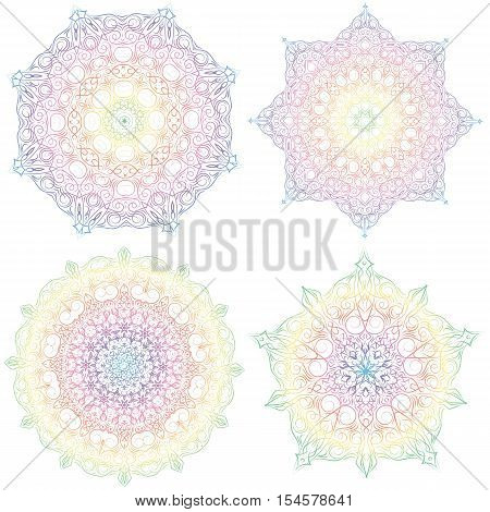 Hand-drawn christmas lace frame, mandala. Retro pattern can be used for wallpaper, pattern fills, web page background, surface textures - stock vector.